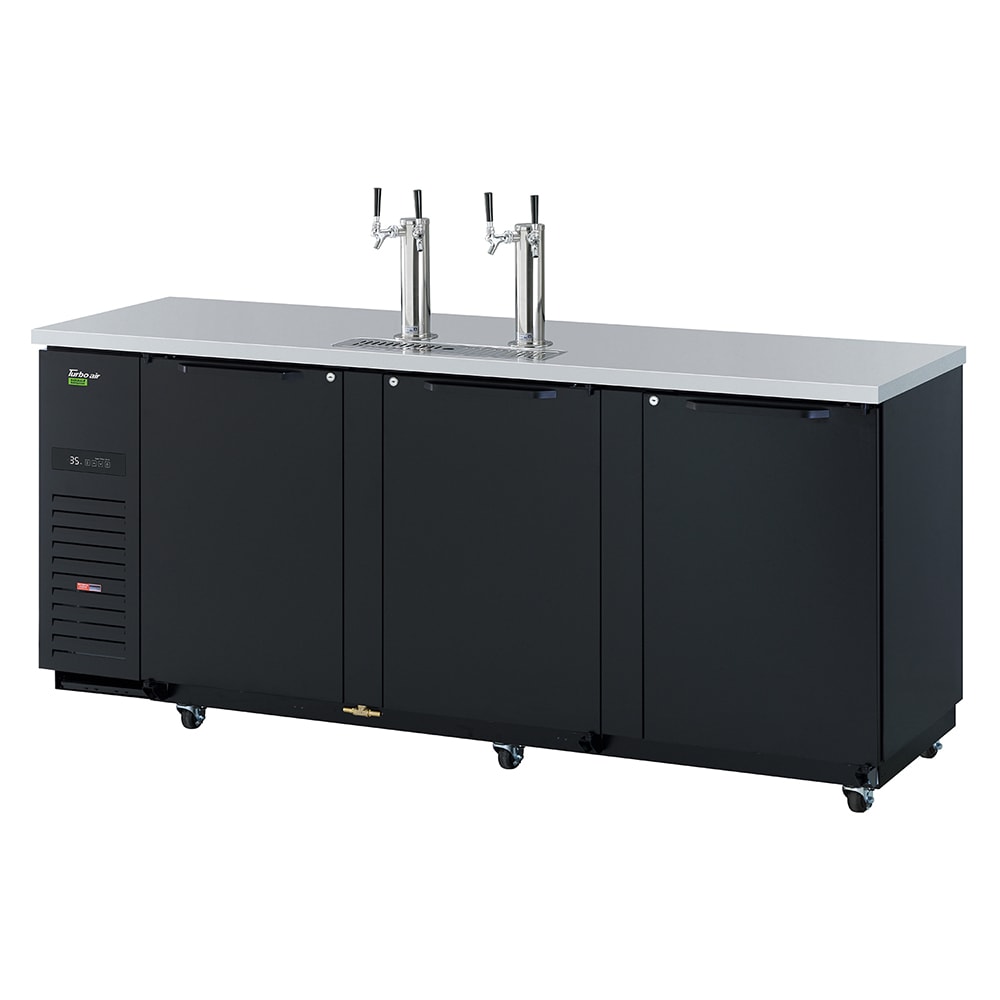 083-TBD4SBDN 90 3/8" Kegerator Beer Dispenser w/ (4) 1/2 Barrel Capacity - (2) Columns, Blac...