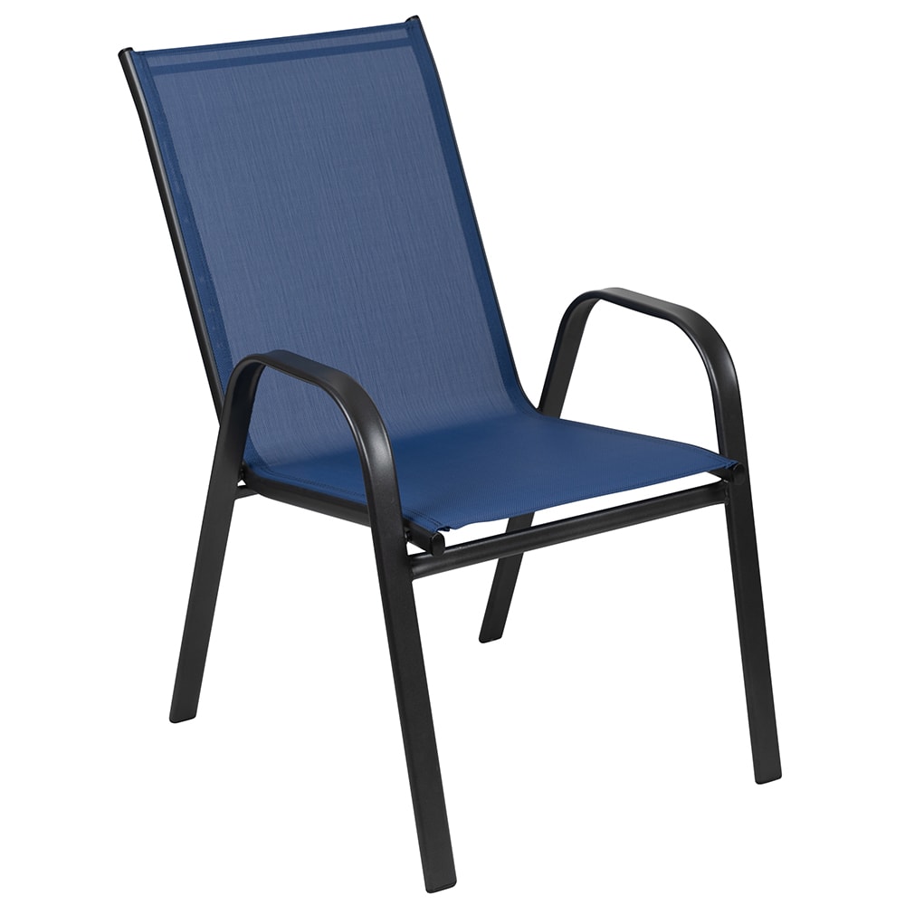 916-4JJ303CNVGG Outdoor Stackable Arm Chair - Navy Fabric w/ Black Metal Frame