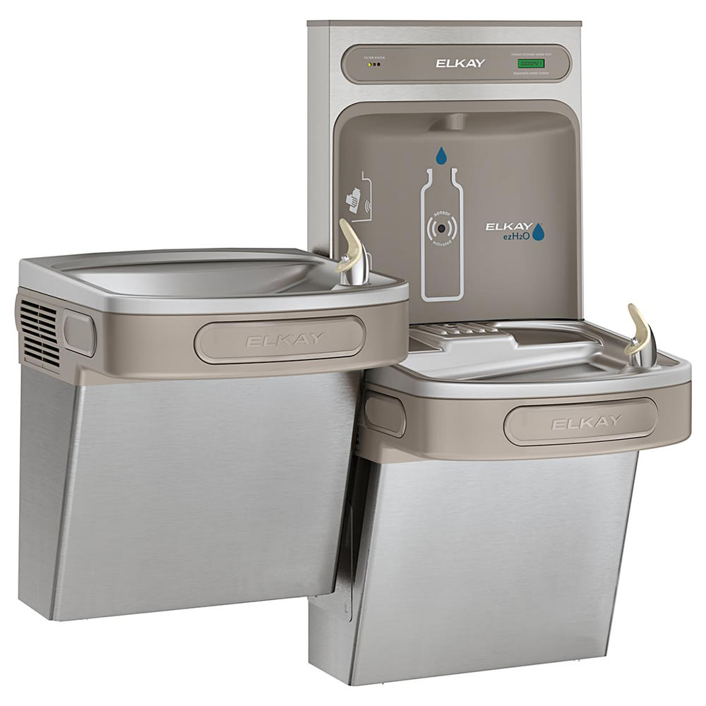 189-LZSTLDDWSSK Wall Mount Bi Level Drinking Fountain w/ Bottle Filler - Filtered, Non Refrigerat...