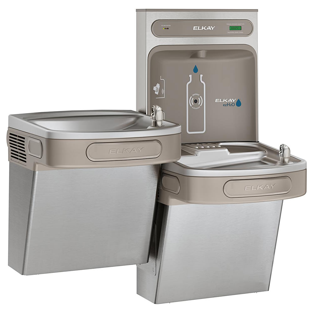 189-LZSTLDDWSVRSK Wall Mount Bi Level Drinking Fountain w/ Bottle Filler - Filtered, Non Refriger...