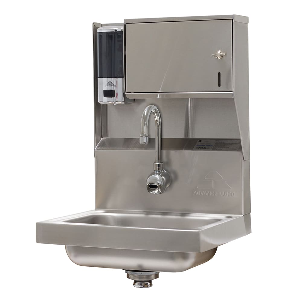 009-7PS522X Wall Mount Touchless Hand Sink w/ 14"L x 10"W x 5"D Bowl, Soap & T...