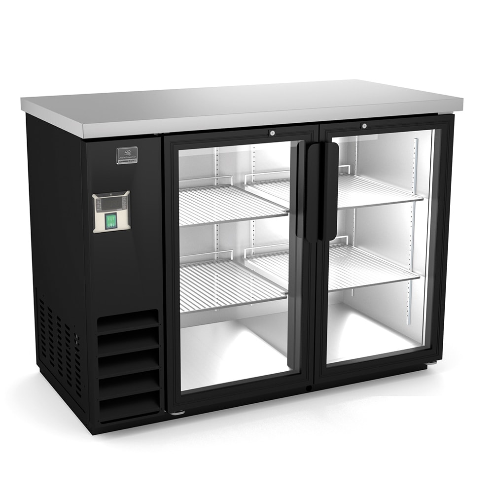 260-KCHBB48G 49" Bar Refrigerator - 2 Swinging Glass Doors, Black, 115v