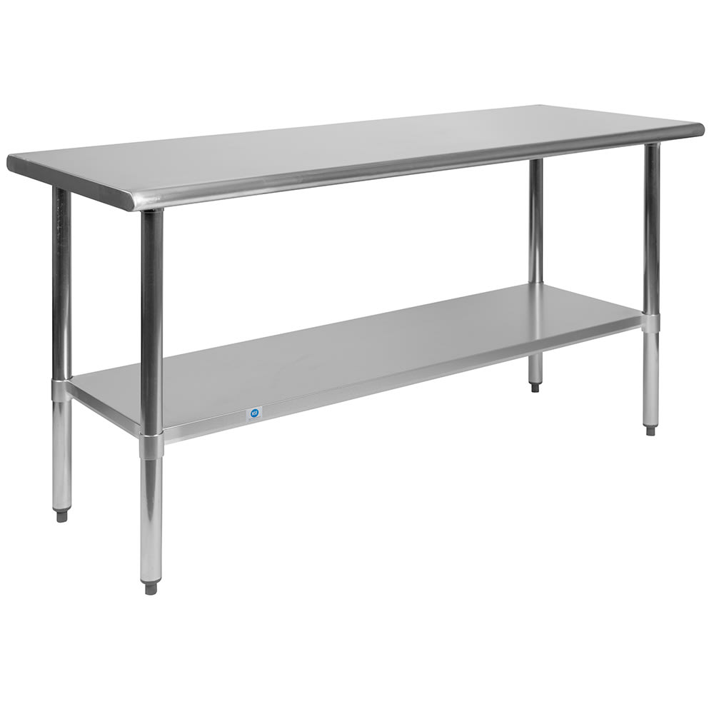 916-NHWT2460GG 60" 18 ga Work Table w/ Undershelf & 430 Series Stainless Flat Top