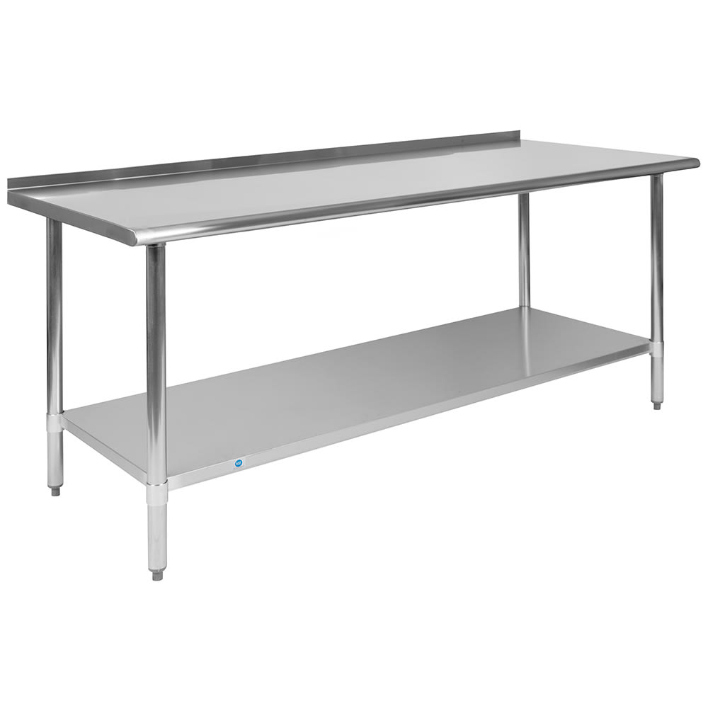 916-NHWT3072BSPGG 72" 18 ga Work Table w/ Undershelf & 430 Series Stainless Flat Top, 1...