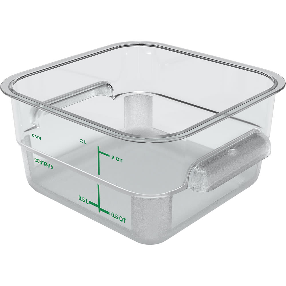028-1195007 2 qt Square Food Storage Container - Polycarbonate, Clear