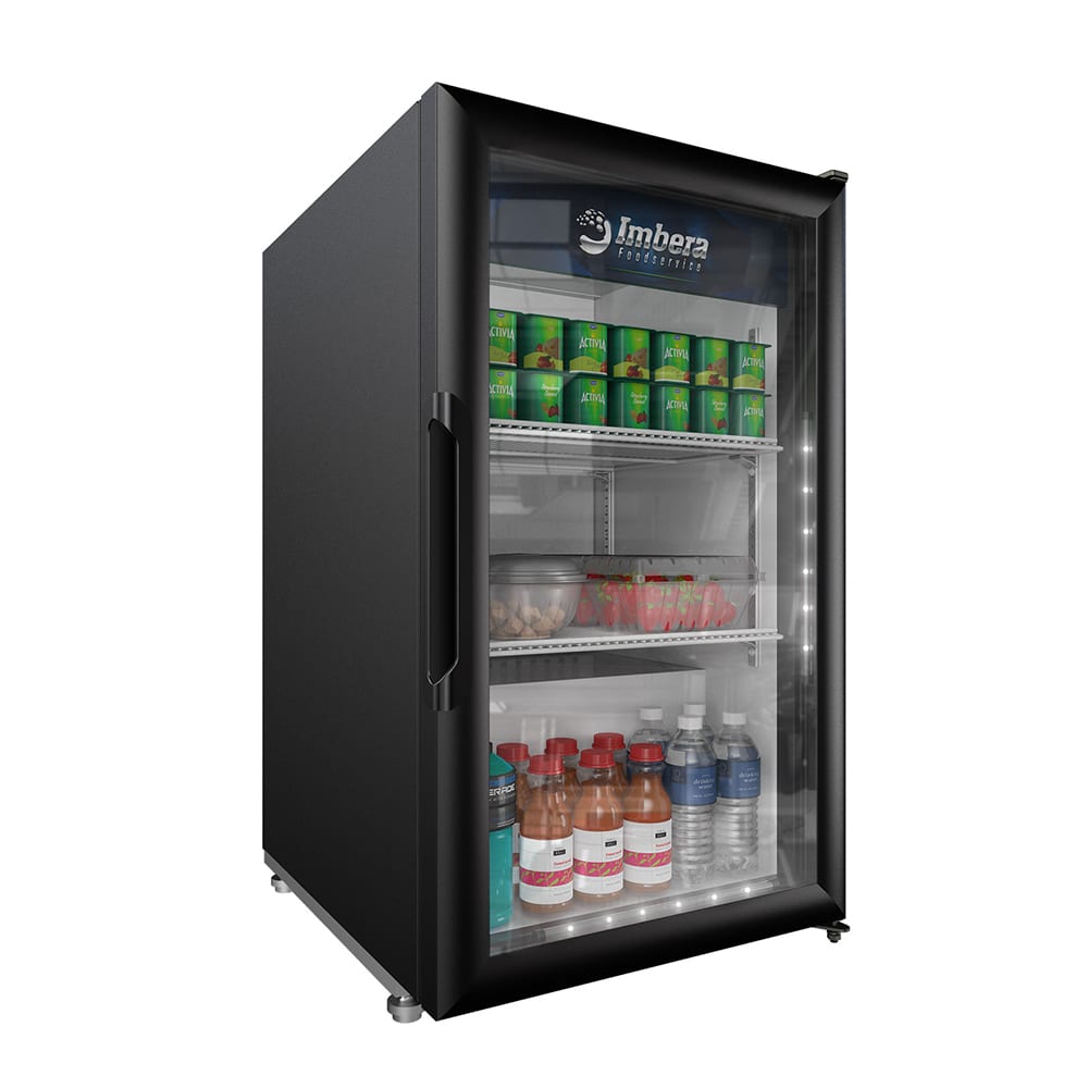 815-1009508 21 1/10" Countertop Refrigerator w/ Front Access - Swing Glass Door, Black, 115v