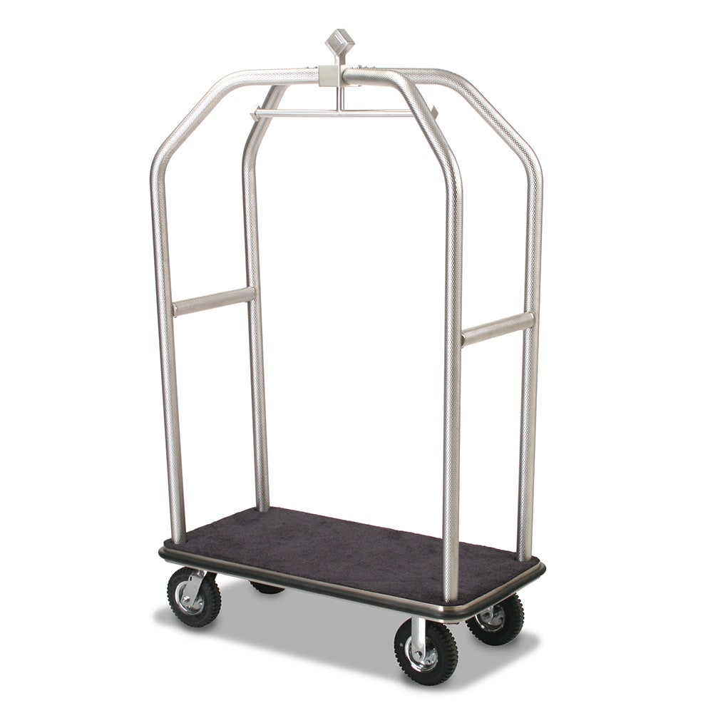 650-2510 Luggage Cart w/ (2) Push Bars & Carpeted Deck - 43"L x 24"W x 78"H, P...