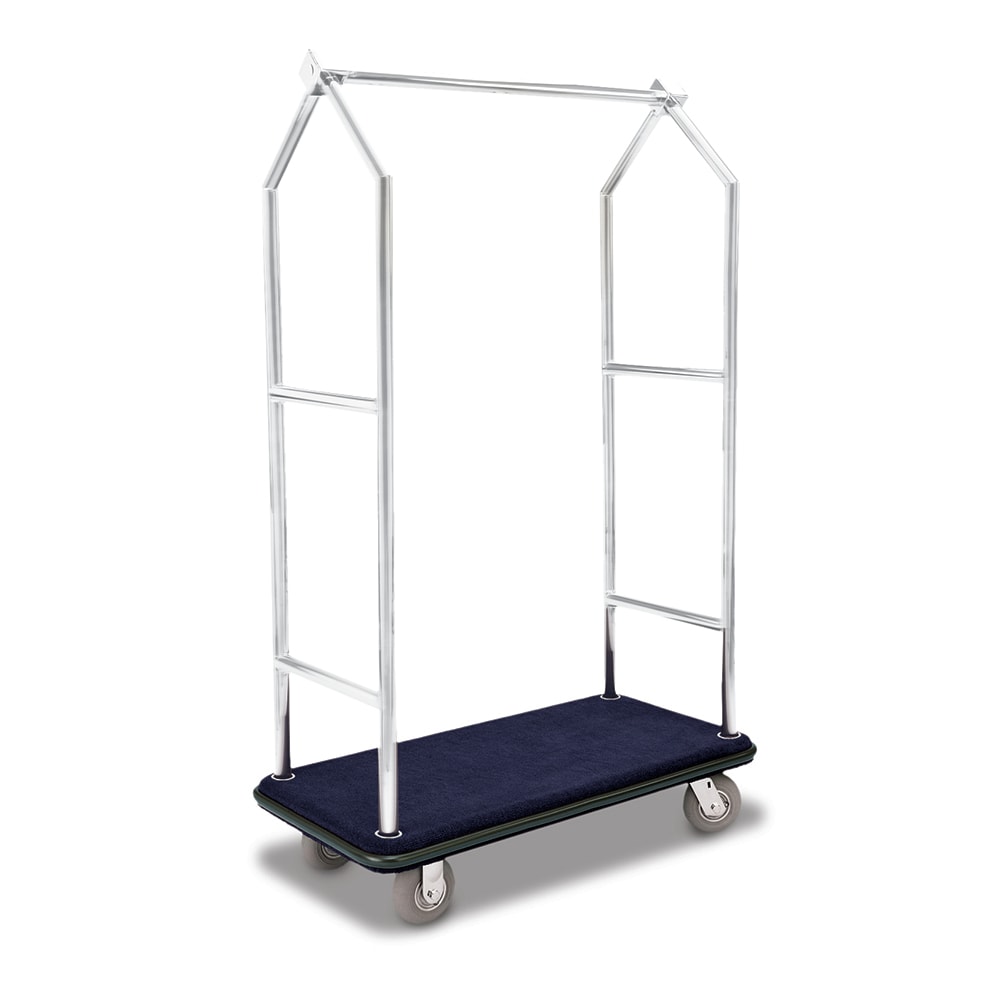 650-2543 Luggage Cart w/ Carpeted Deck - 43 1/2"L x 22"W x 69 1/2"H, Polished Stee...