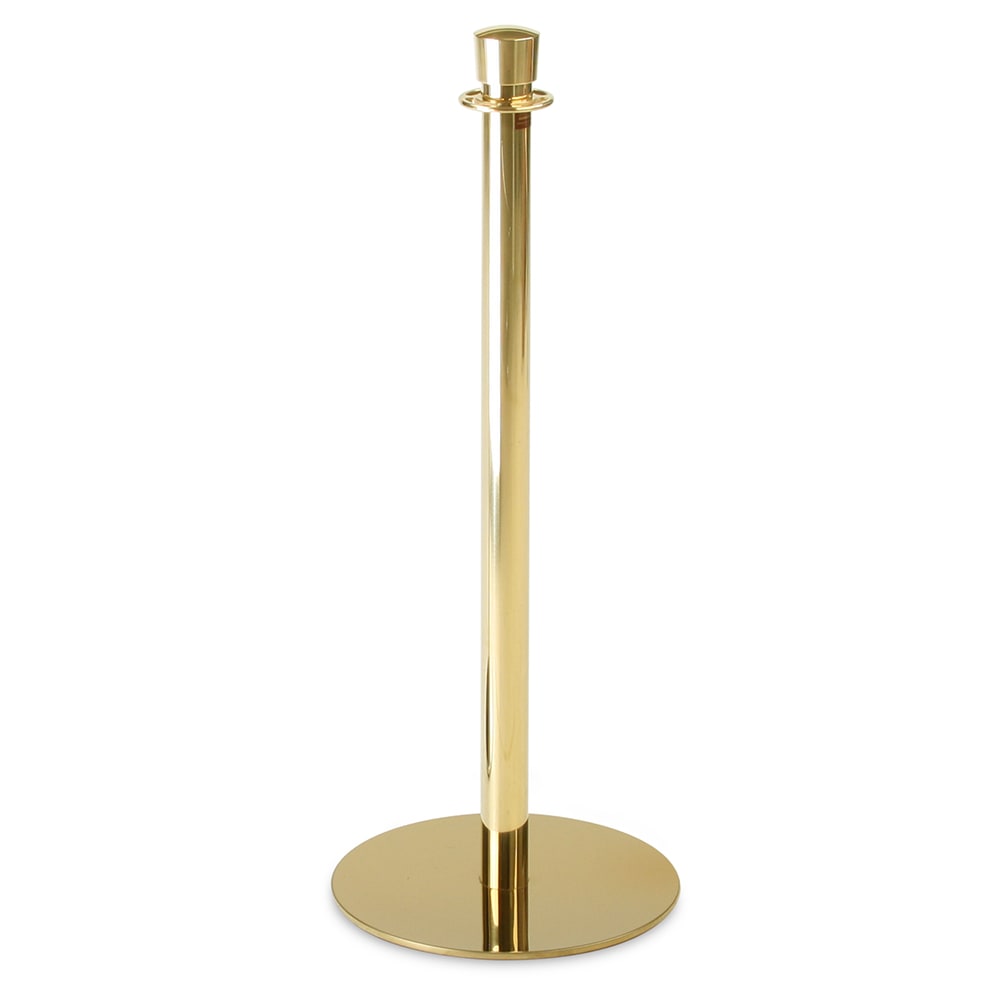 650-2723 37 1/2"H Crowd Control Stanchion w/ Hook Ring & Drum Top - Polished Stainless B...