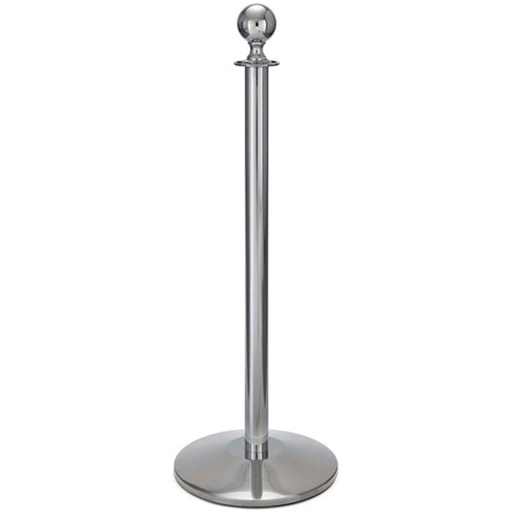 650-2745 40 3/4"H Crowd Control Stanchion w/ Hook Ring & Ball Finial - Polished Stainles...