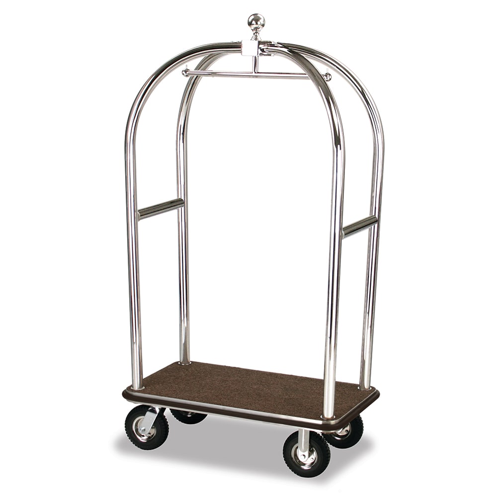 650-2525 Birdcage Luggage Cart w/ (2) Push Bars & Carpeted Deck - 43"L x 24"W x 78&...