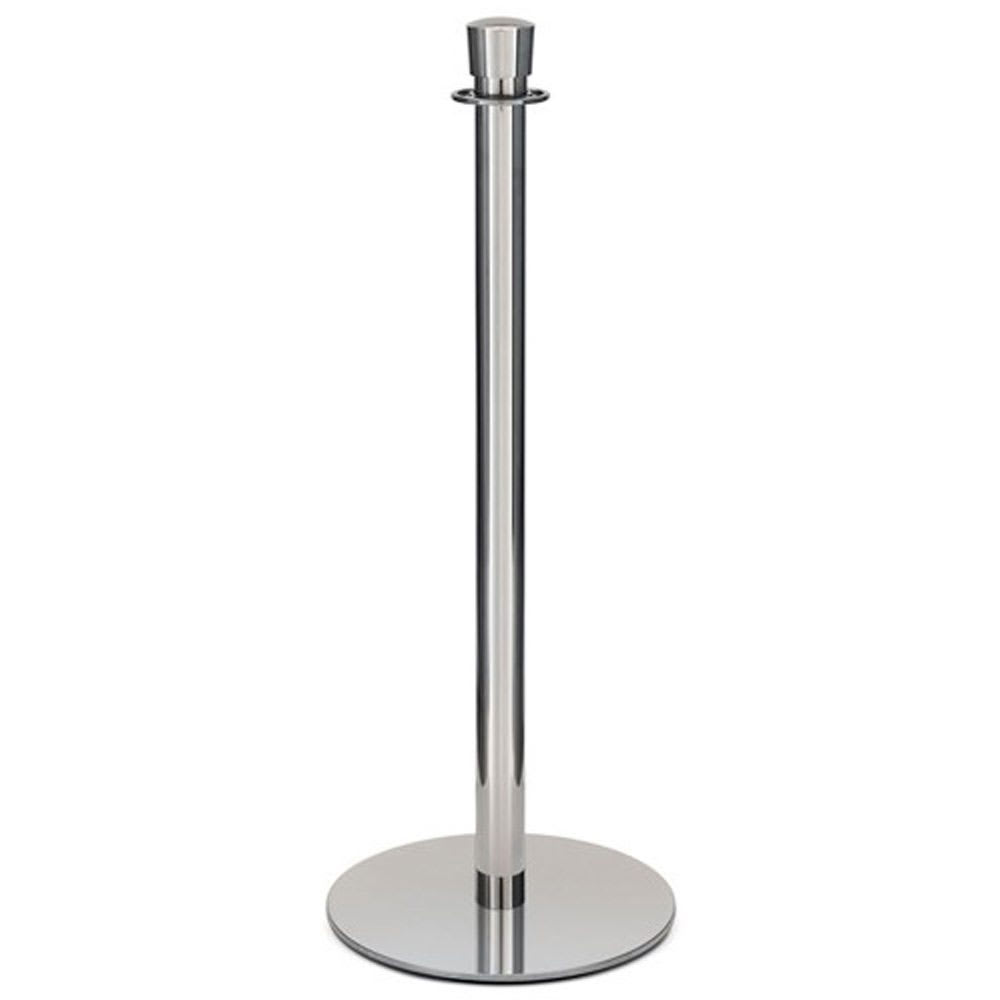 650-2721 37 1/2"H Crowd Control Stanchion w/ Hook Ring & Drum Top - Polished Stainless S...