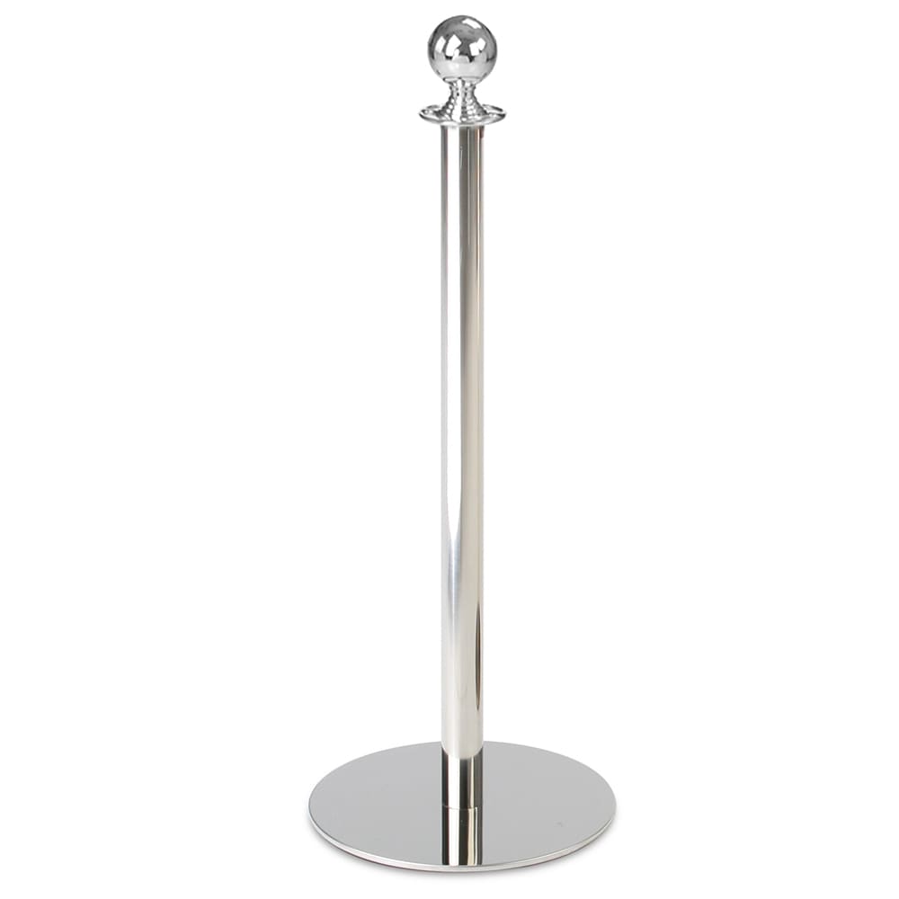 650-2725 37 1/2"H Crowd Control Stanchion w/ Hook Ring & Ball Finial - Polished Stainles...