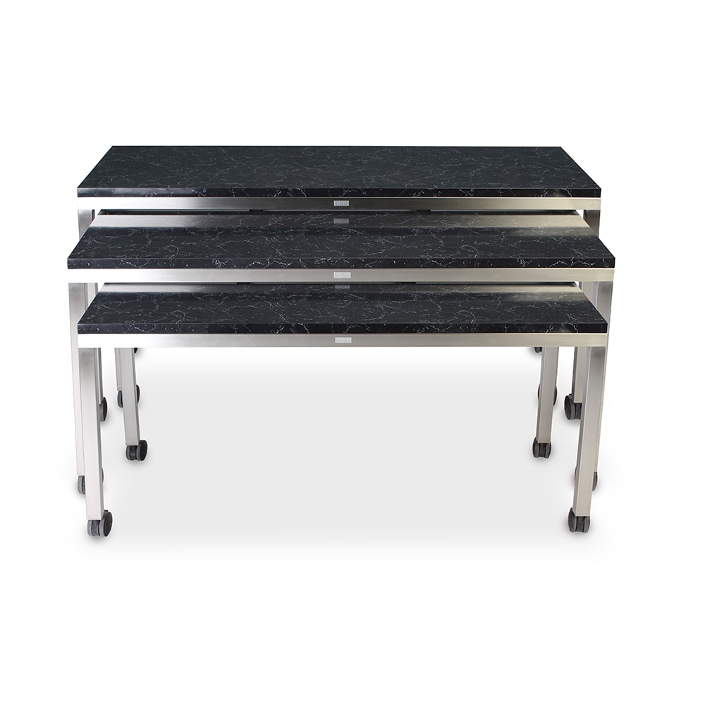 650-7405 3 Piece Claremont Nesting Tables Set - Laminate Top w/ Brushed Stainless Steel Frame