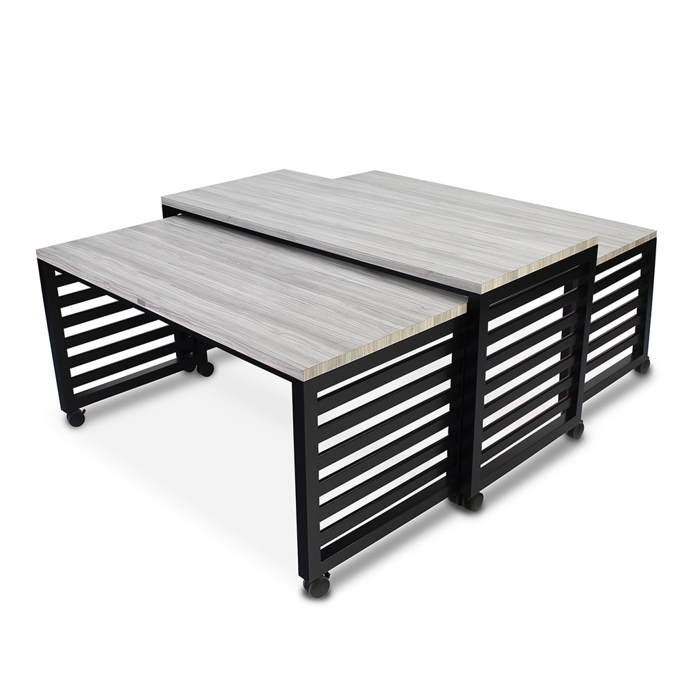 650-7435 3 Piece Fiji Series Nesting Tables Set - Wood Veneer Top w/ Steel Frame