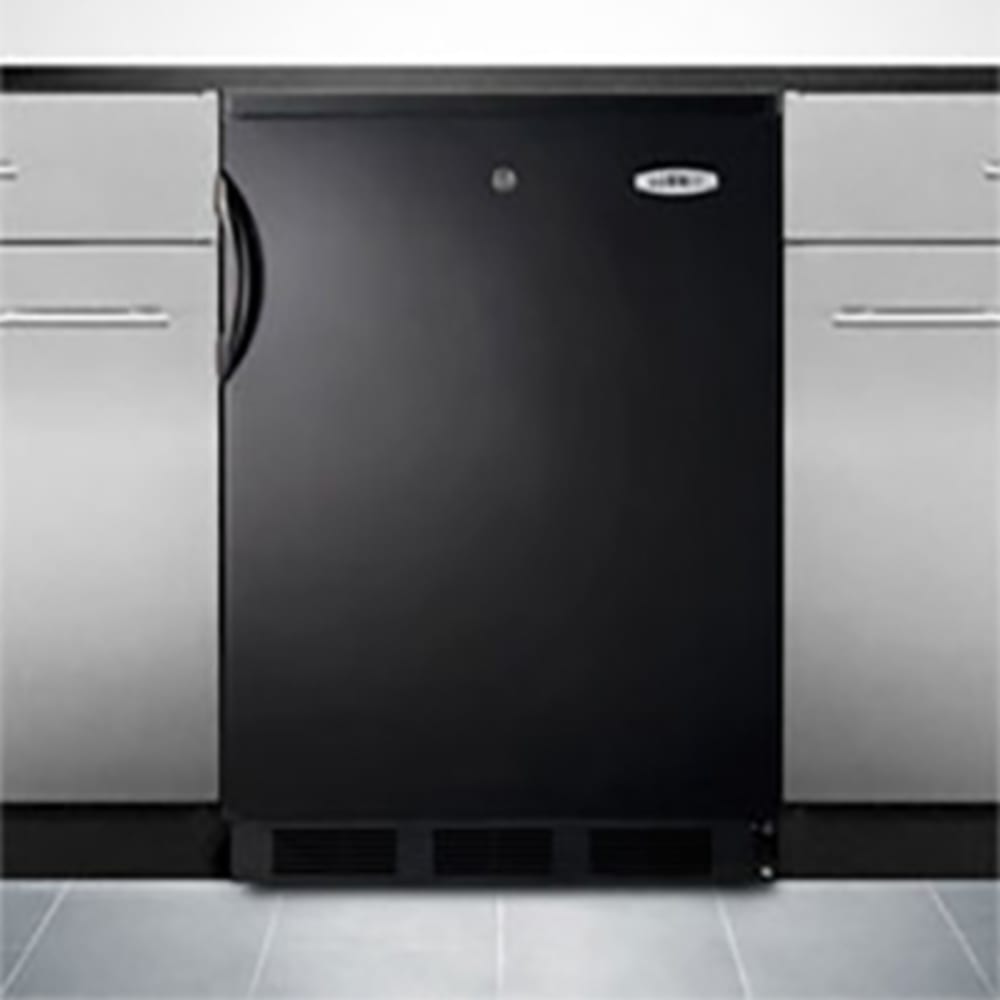 Summit FF7LBLKBI 23 5/8"W Undercounter Refrigerator w/ (1) Section & (1) Solid Door - Black, 115v