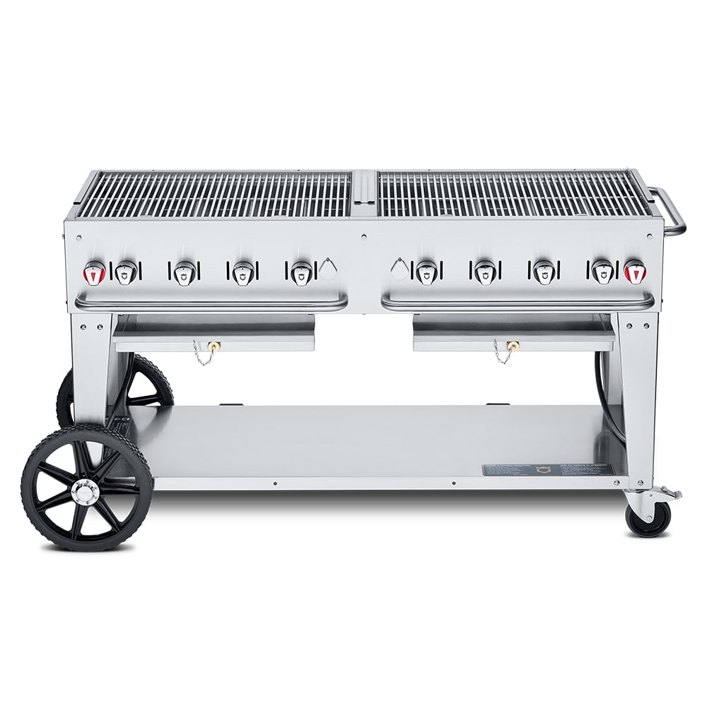 828-MCB60LP 58" Mobile Gas Commercial Outdoor Charbroiler w/ Water Pan, Liquid Propane 