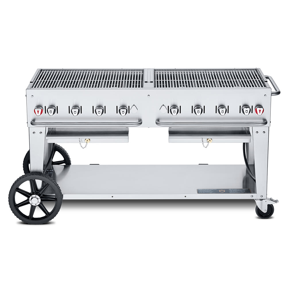 828-MCB60NG 58" Mobile Gas Commercial Outdoor Charbroiler w/ Water Pan, Natural Gas