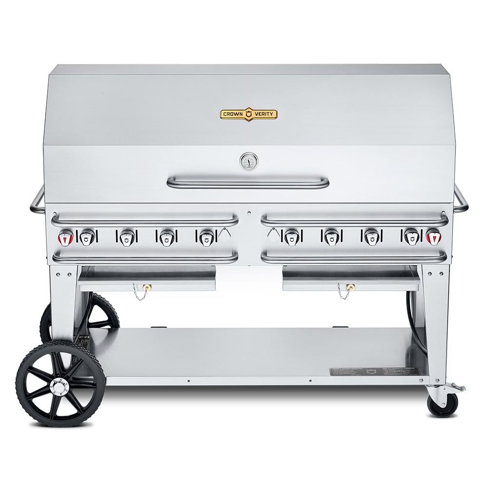 828-CVRCB601RDPSIB 58" Mobile Gas Commercial Outdoor Grill w/ Roll Dome, Liquid Propane