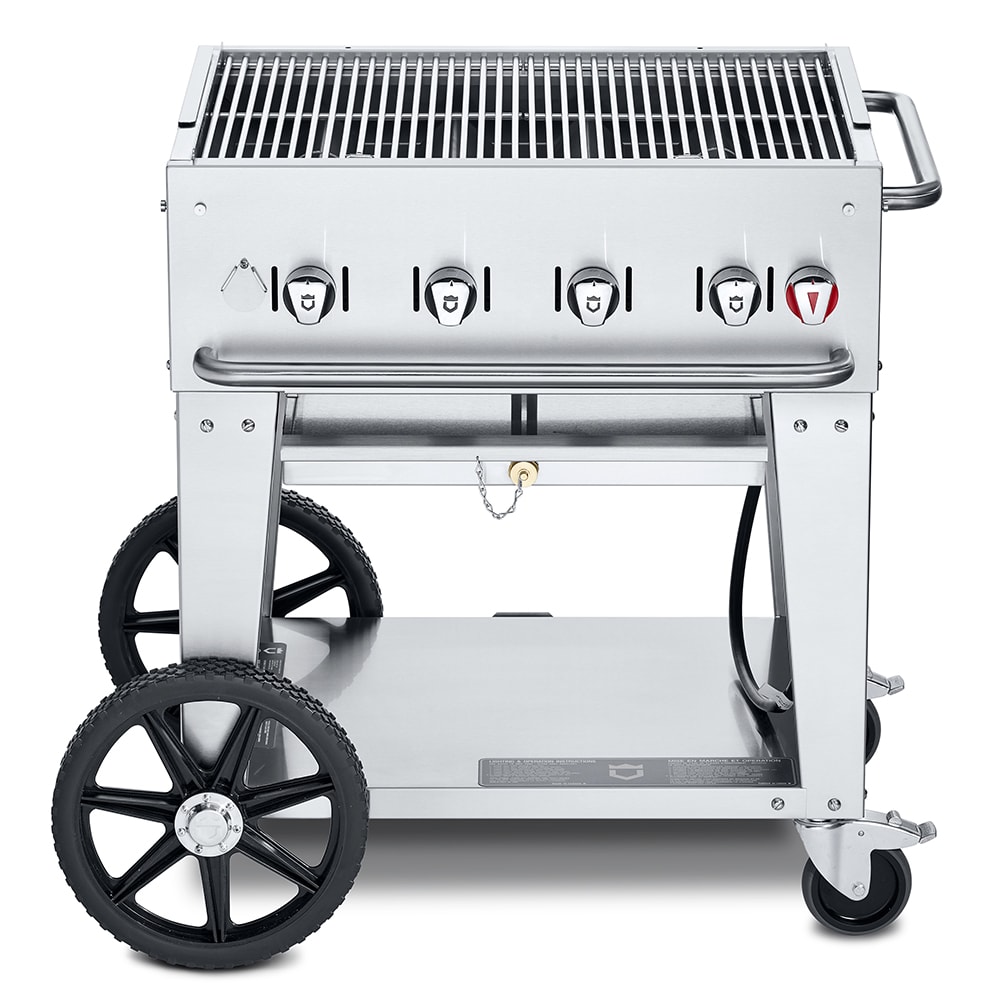 828-MCB30NG 28" Mobile Gas Commercial Outdoor Charbroiler w/ Water Pan, Natural Gas