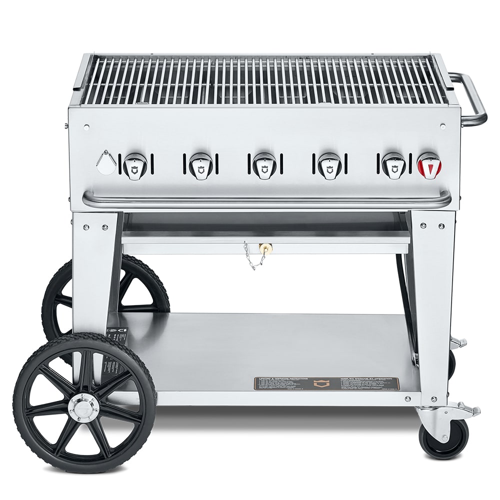 Crown Verity CV-MCB-36NG 34" Mobile Gas Commercial Outdoor Charbroiler w/ Water Pan, Natural Gas