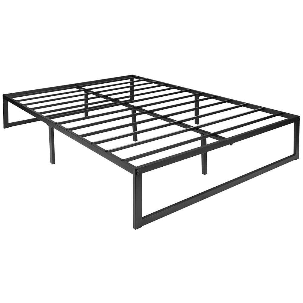 916-XUBD10001TGG Twin Size Platform Bed Frame w/ Slat Supports - Steel, Black
