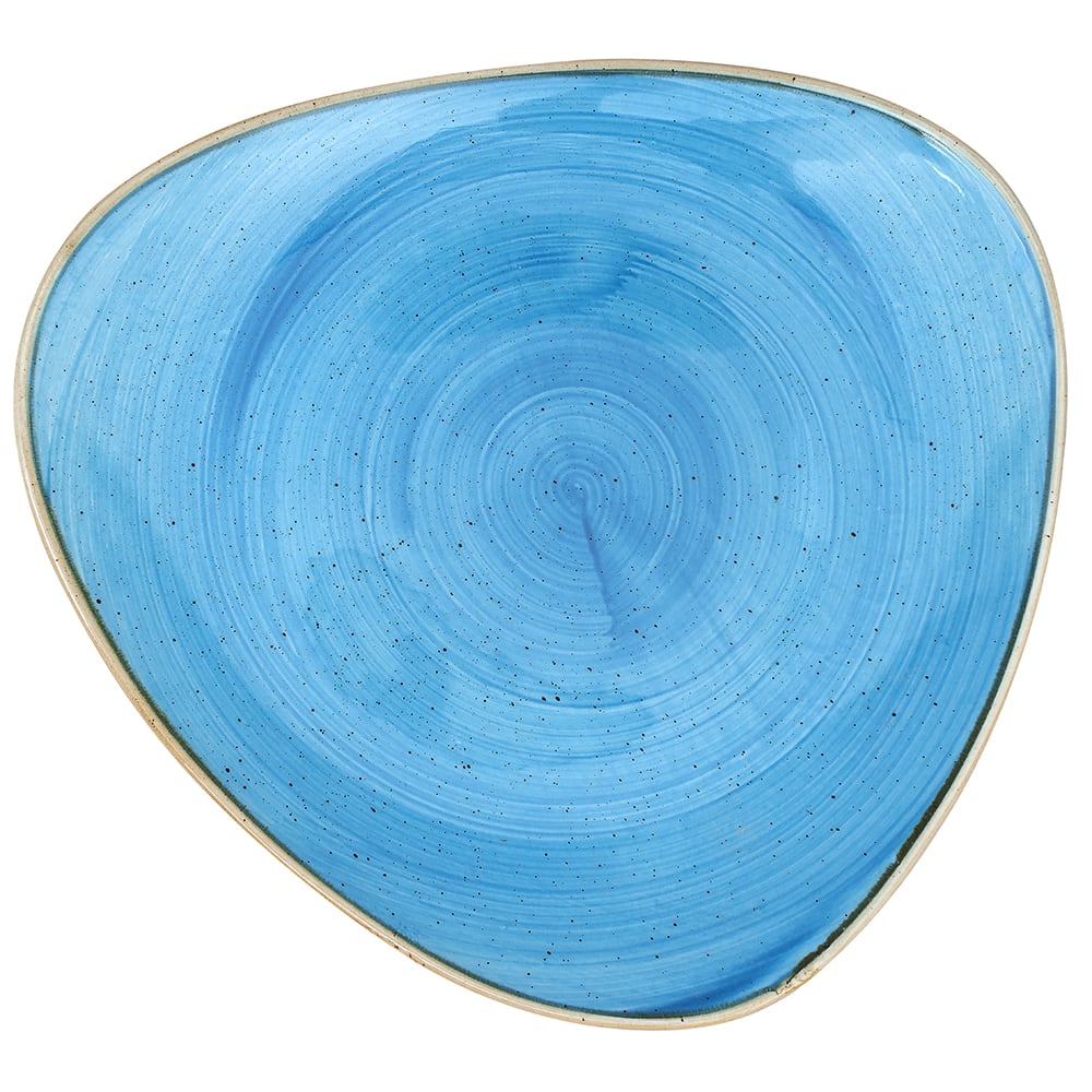 893-SCFSTR101 10 1/2" Triangular Stonecast Plate - Ceramic, Cornflower Blue
