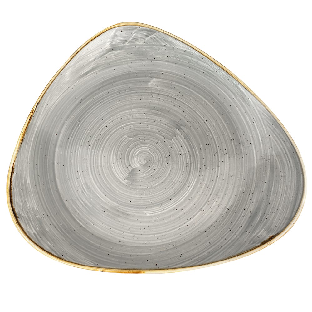 893-SPGSTR121 12 1/4" Triangular Stonecast Plate - Ceramic, Peppercorn Gray