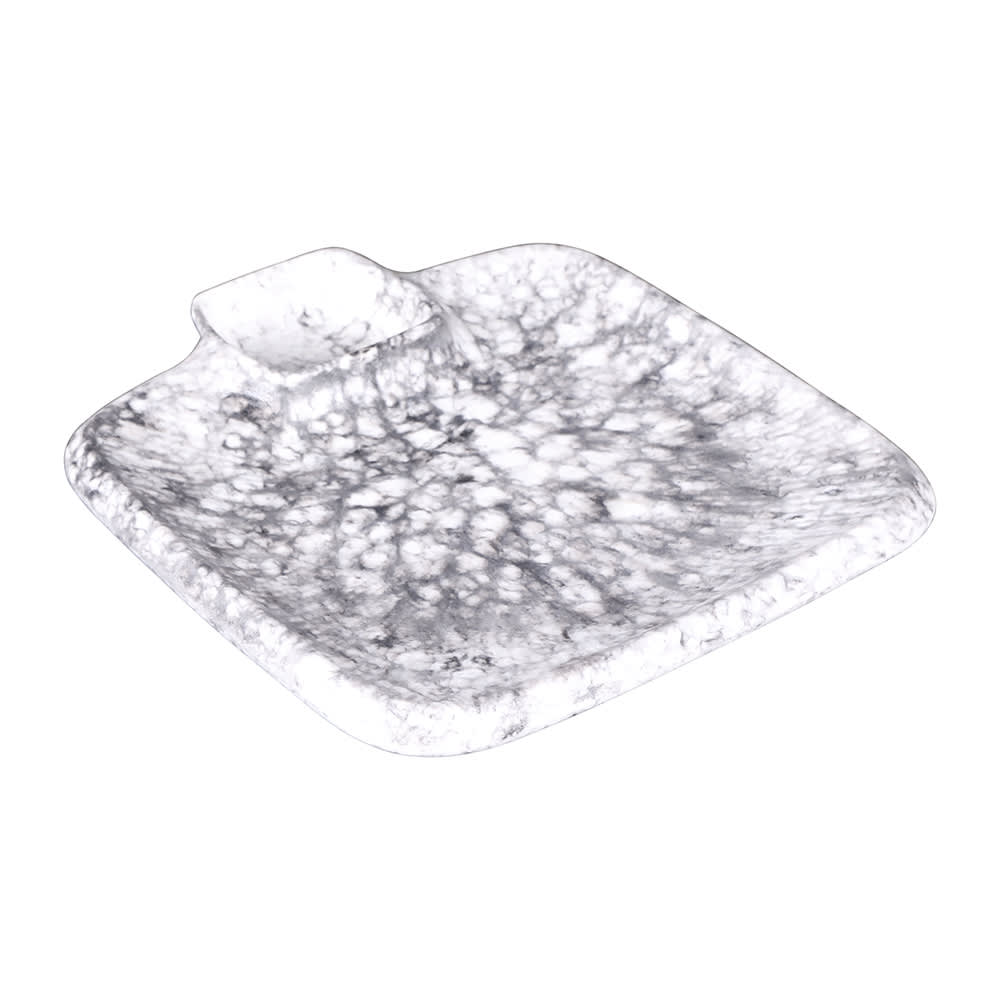 701-B428090BBM 9" Square Chip & Dip Plate - Melamine, Marble