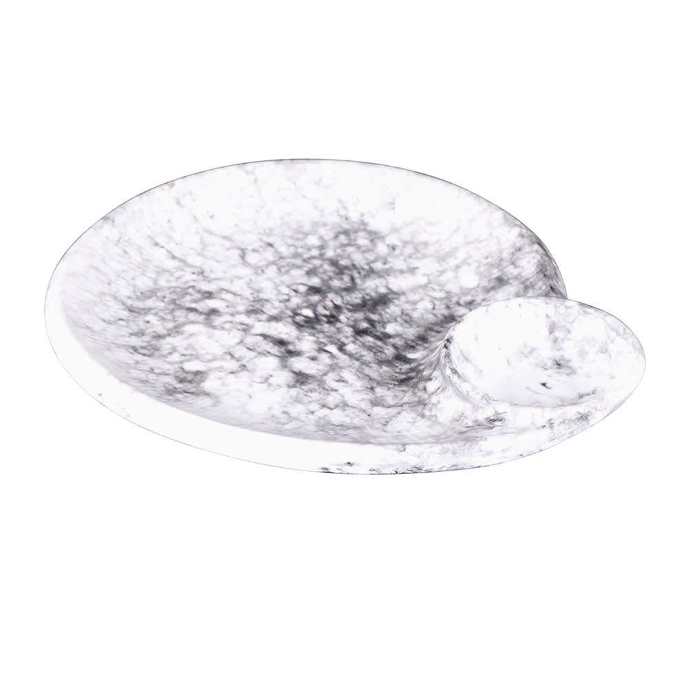701-B429095BBM 9 1/2" x 8" Oval Chip & Dip Plate - Melamine, Marble
