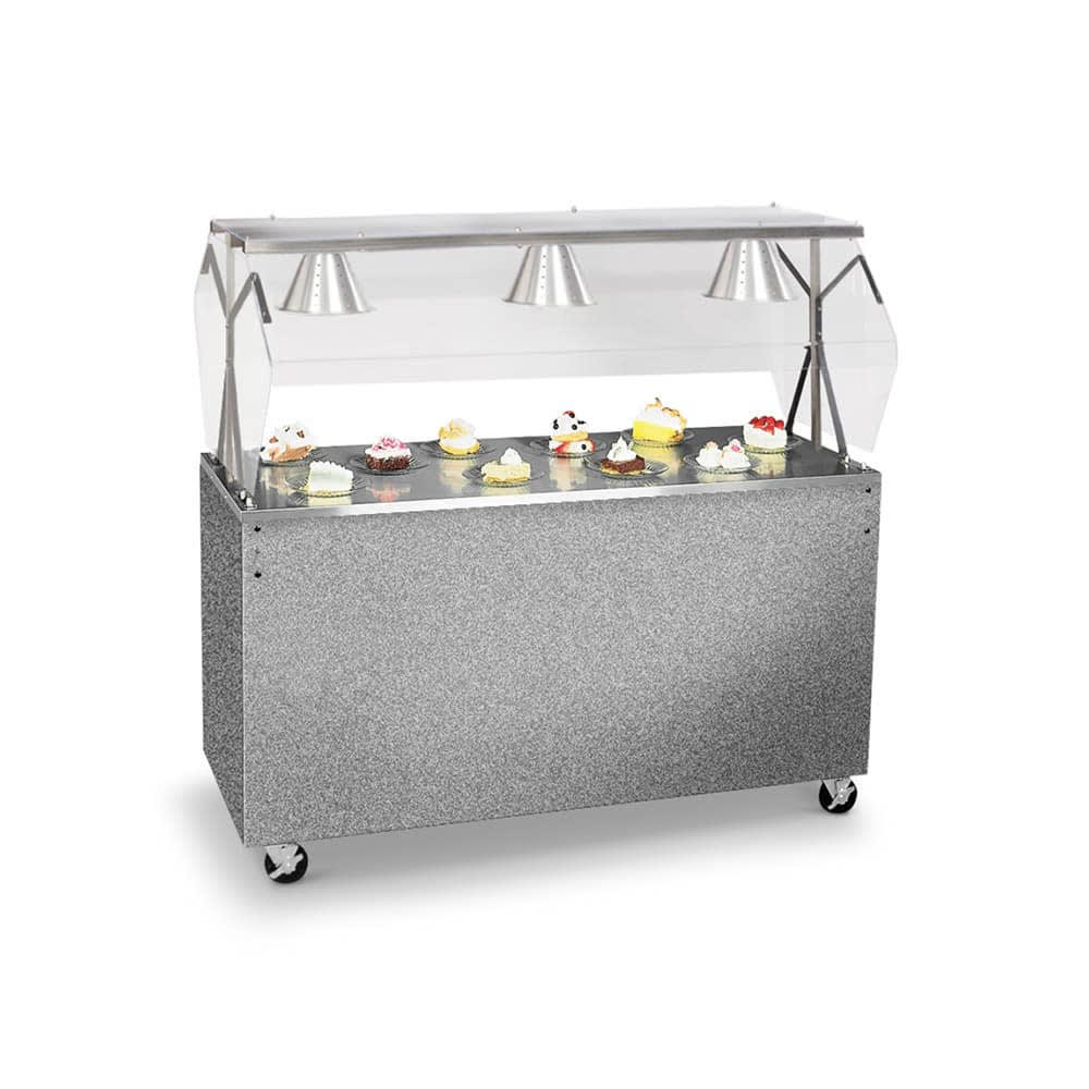 175-3872660 60" Mobile Food Bar w/ Cabinet & Stainless Top - Granite, 120v