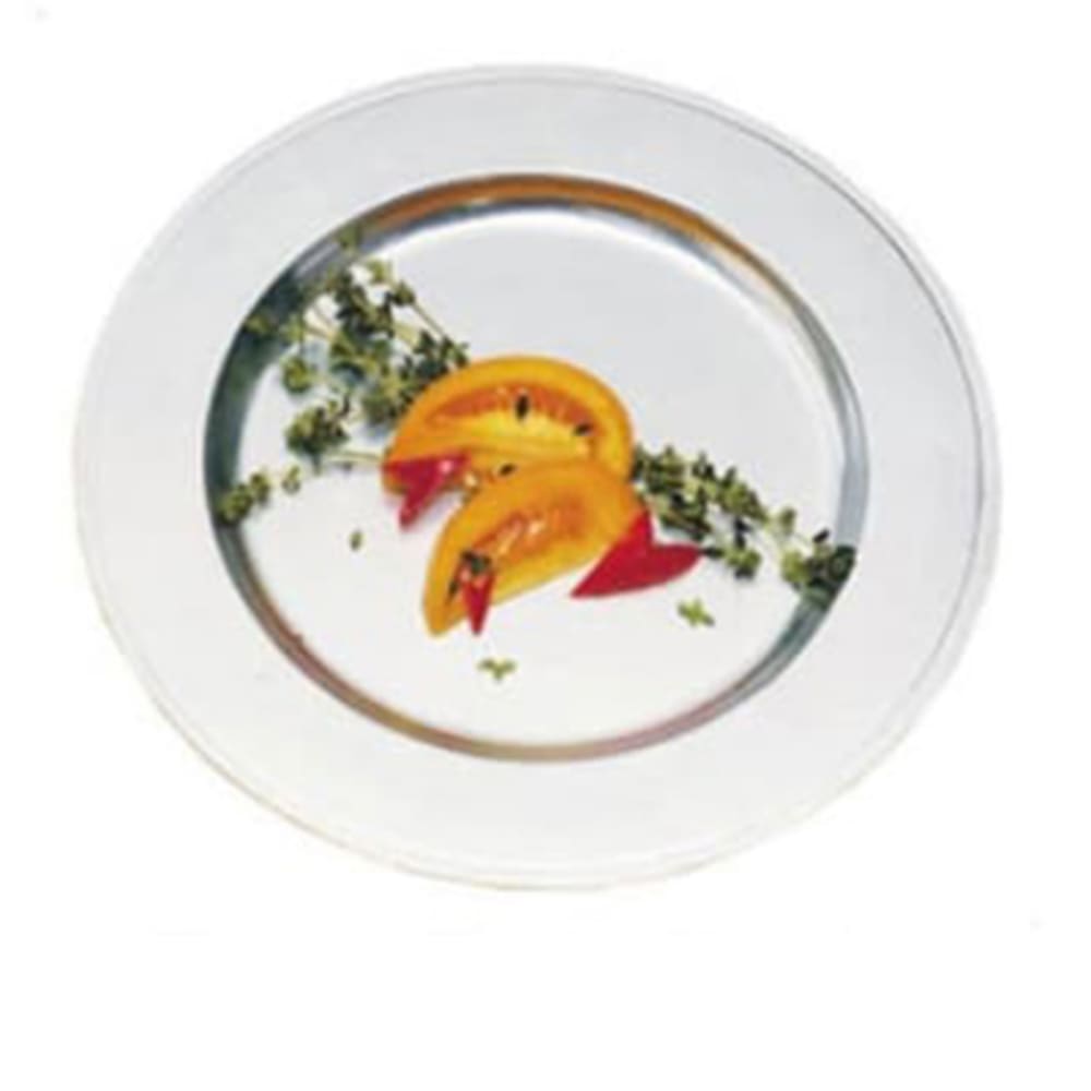 017-1022SBLK 11" Rimmed Dinner Plate, Aluminum/Black