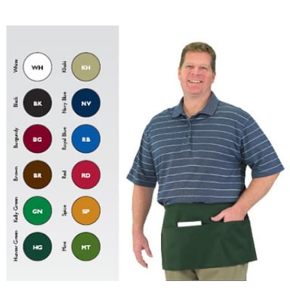 094-605WAFHHG Waist Apron, Twill Blend, 12" x 24", 3 Pocket, Hunter Green