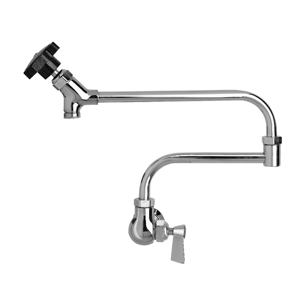 696-54836 Splash Mount Pot Filler w/ 24" Double Jointed Swing Spout - Stainless Steel