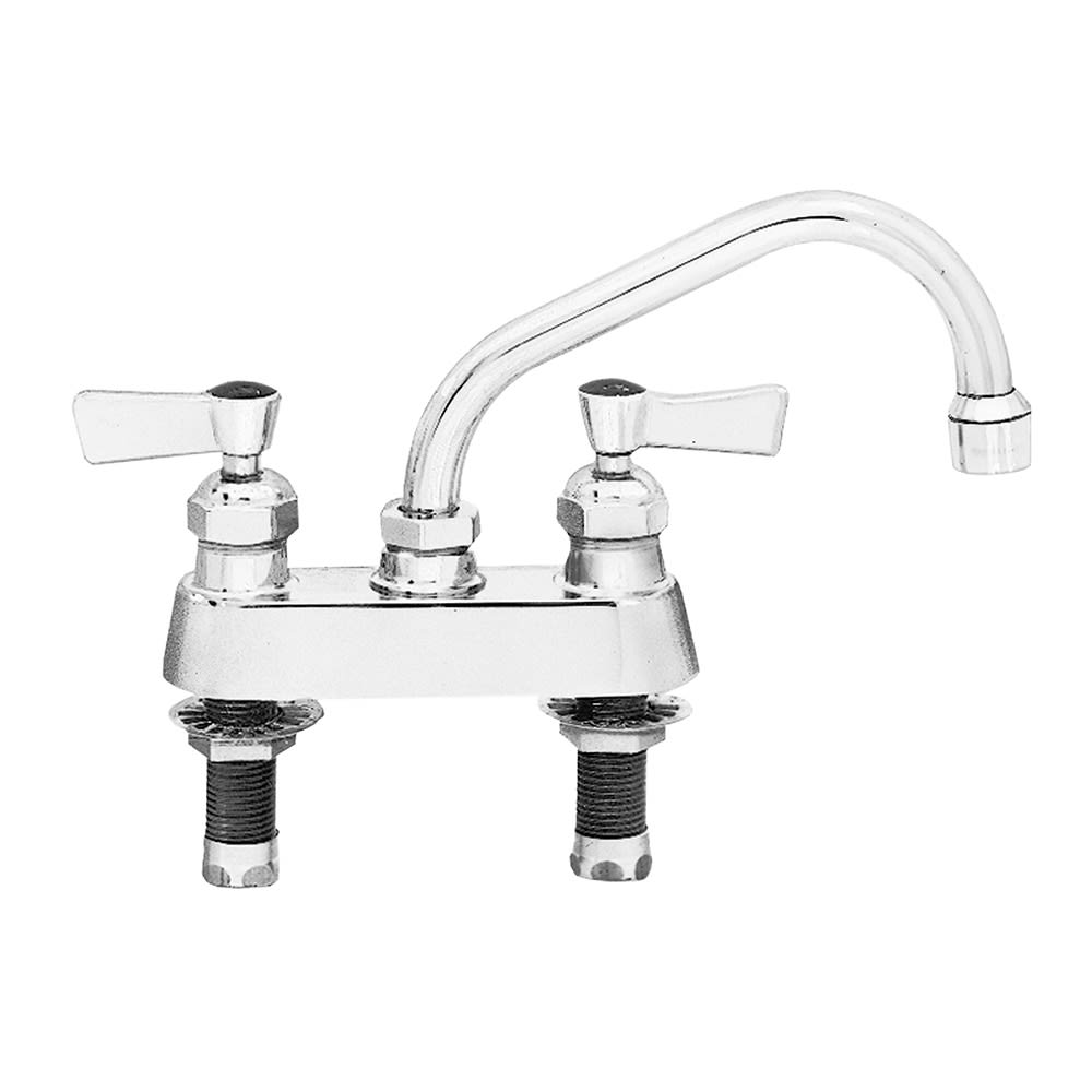 Fisher 53740 Deck Mount Faucet w/ 6" Swing Spout - 1/2" Male Inlets, Stainless Steel