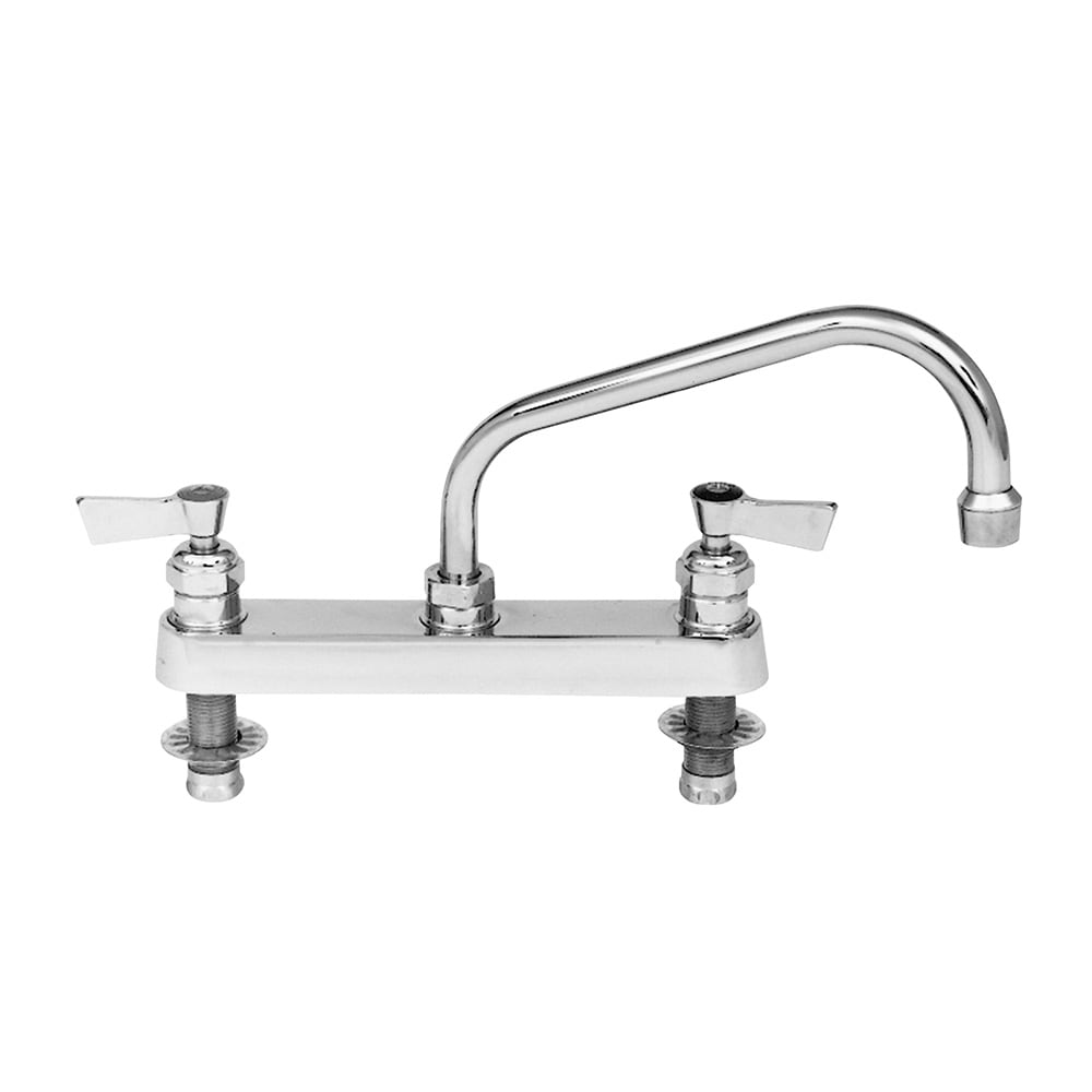 Fisher 57665 Deck Mount Faucet w/ 12" Swing Spout - 1/2" Male Inlets, Stainless Steel