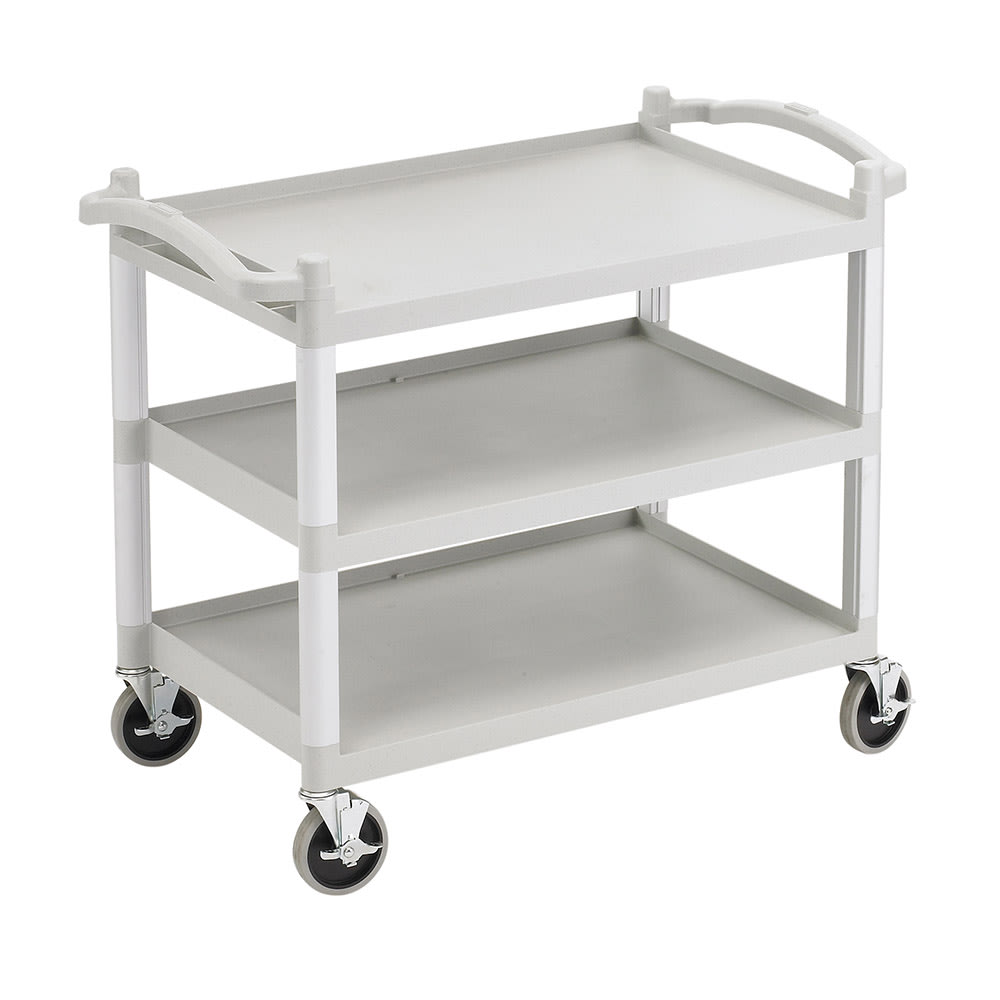144-BC340KDLP480 3 Level Plastic Utility Cart w/ 400 lb Capacity, Raised Ledges