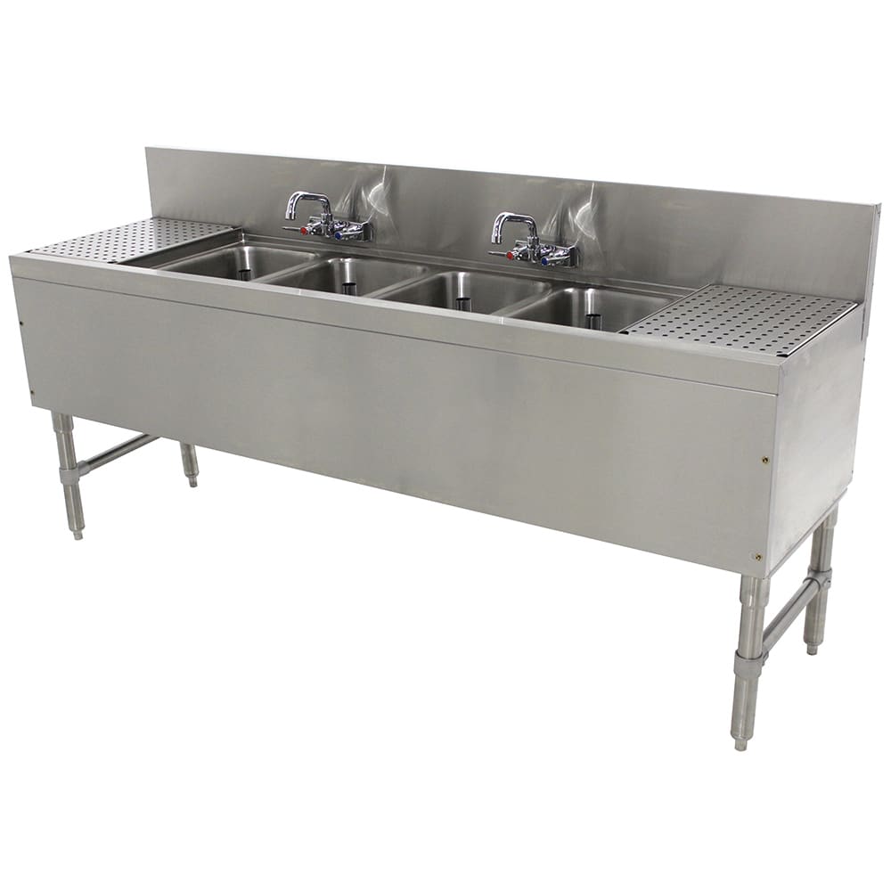 161-PRB1964C 72" 4 Compartment Sink w/ 10"L x 14"W Bowl, 10" Deep