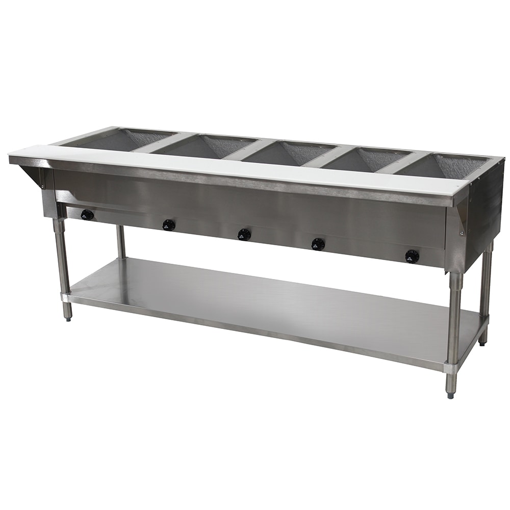 161-HF5GNAT 77 3/4" Hot Food Table w/ (5) Wells & Cutting Board, Natural Gas
