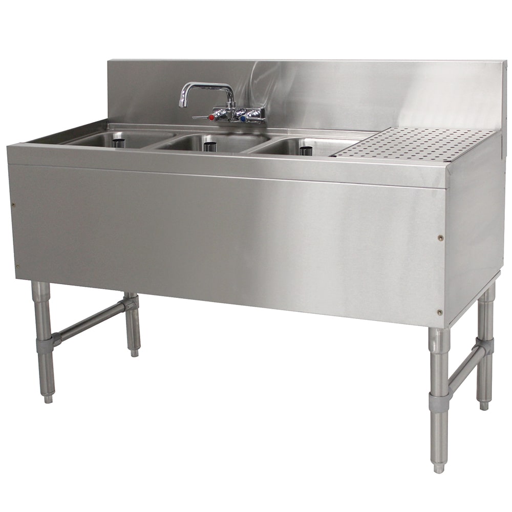 161-PRB1943L 48" 3 Compartment Sink w/ 10"L x 14"W Bowl, 10" Deep