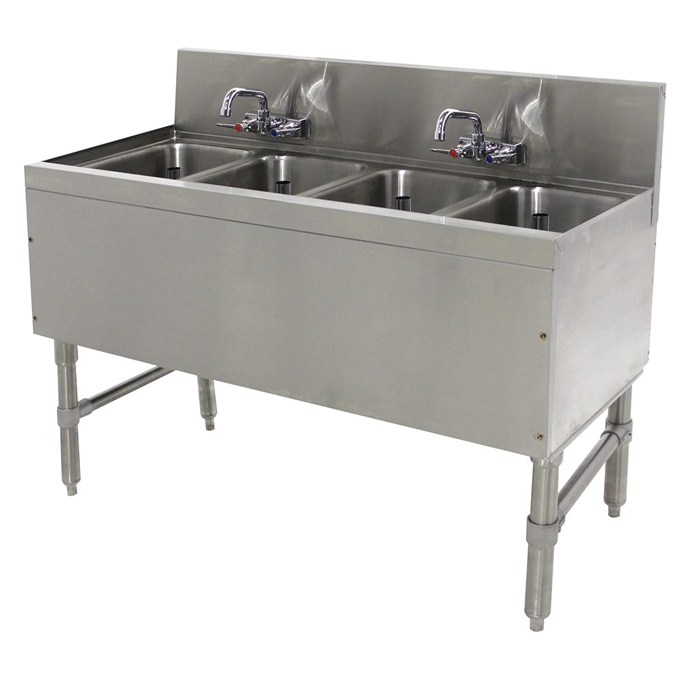 161-PRB1944C 48" 4 Compartment Sink w/ 10"L x 14"W Bowl, 10" Deep