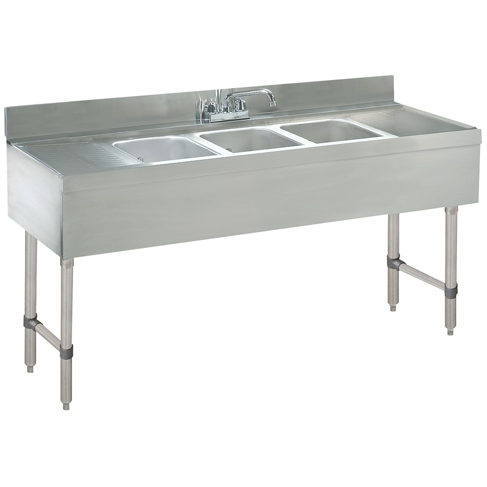 161-CRB53C 60" 3 Compartment Sink w/ 10"L x 14"W Bowl, 10" Deep