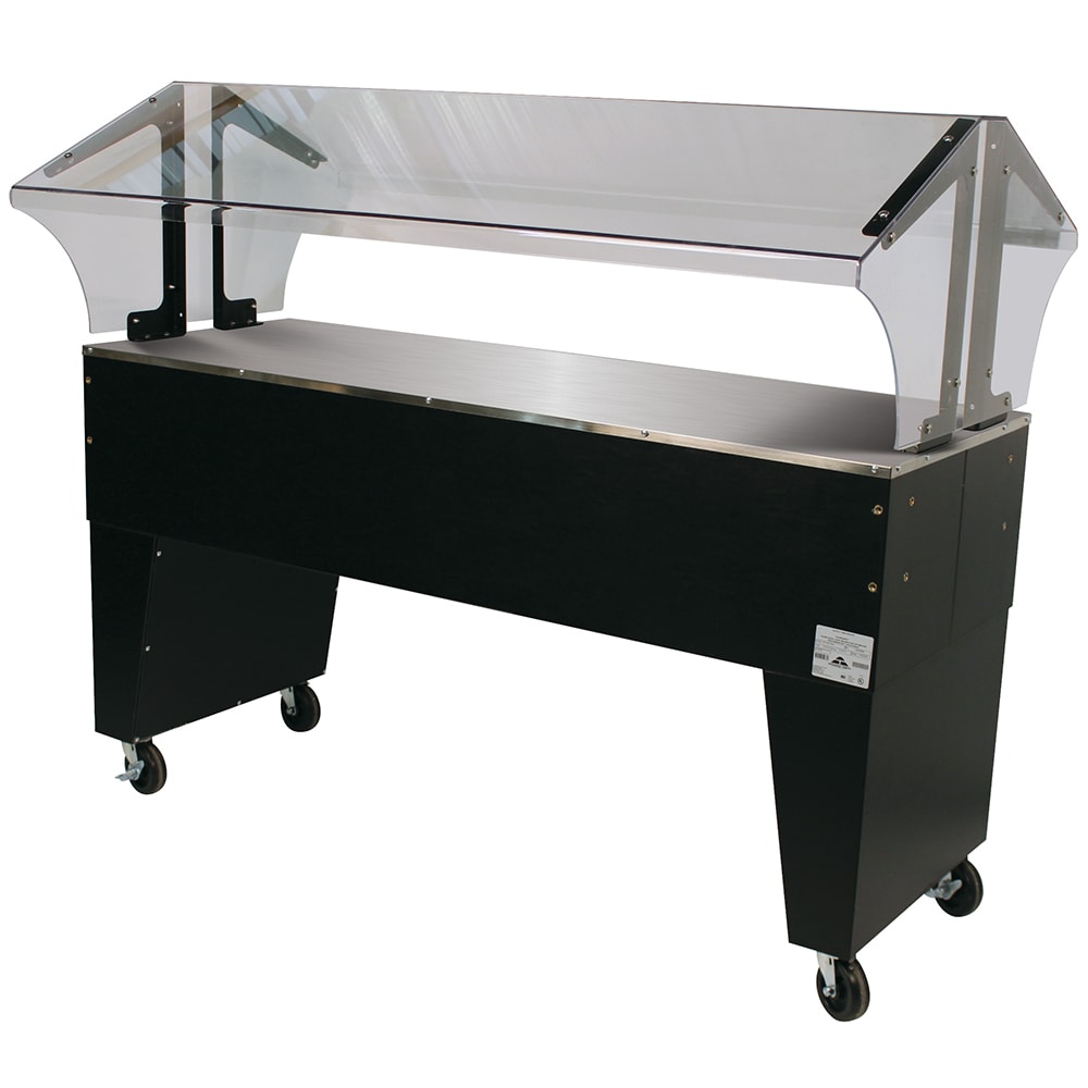161-B4STUB 62 7/16" Mobile Food Bar w/ Open Base & Stainless Top, Black