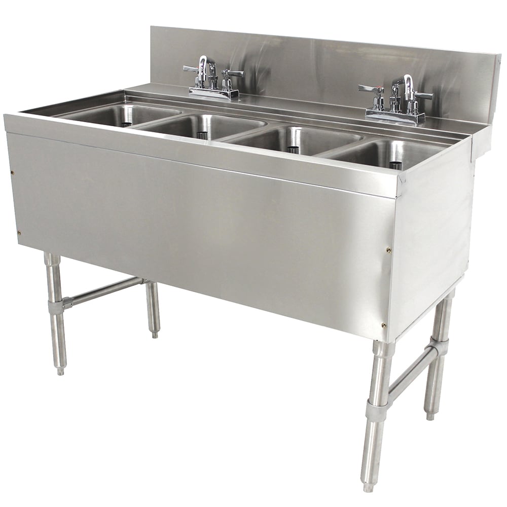161-PRB2444C 48" 4 Compartment Sink w/ 10"L x 14"W Bowl, 10" Deep