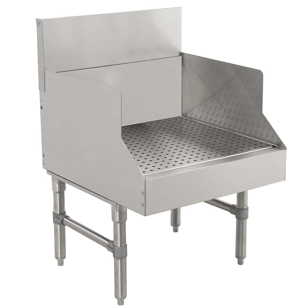 161-PRGS1918 18" Recessed Glass Shelf, Pitch w/ Drain, 24" Front To Back