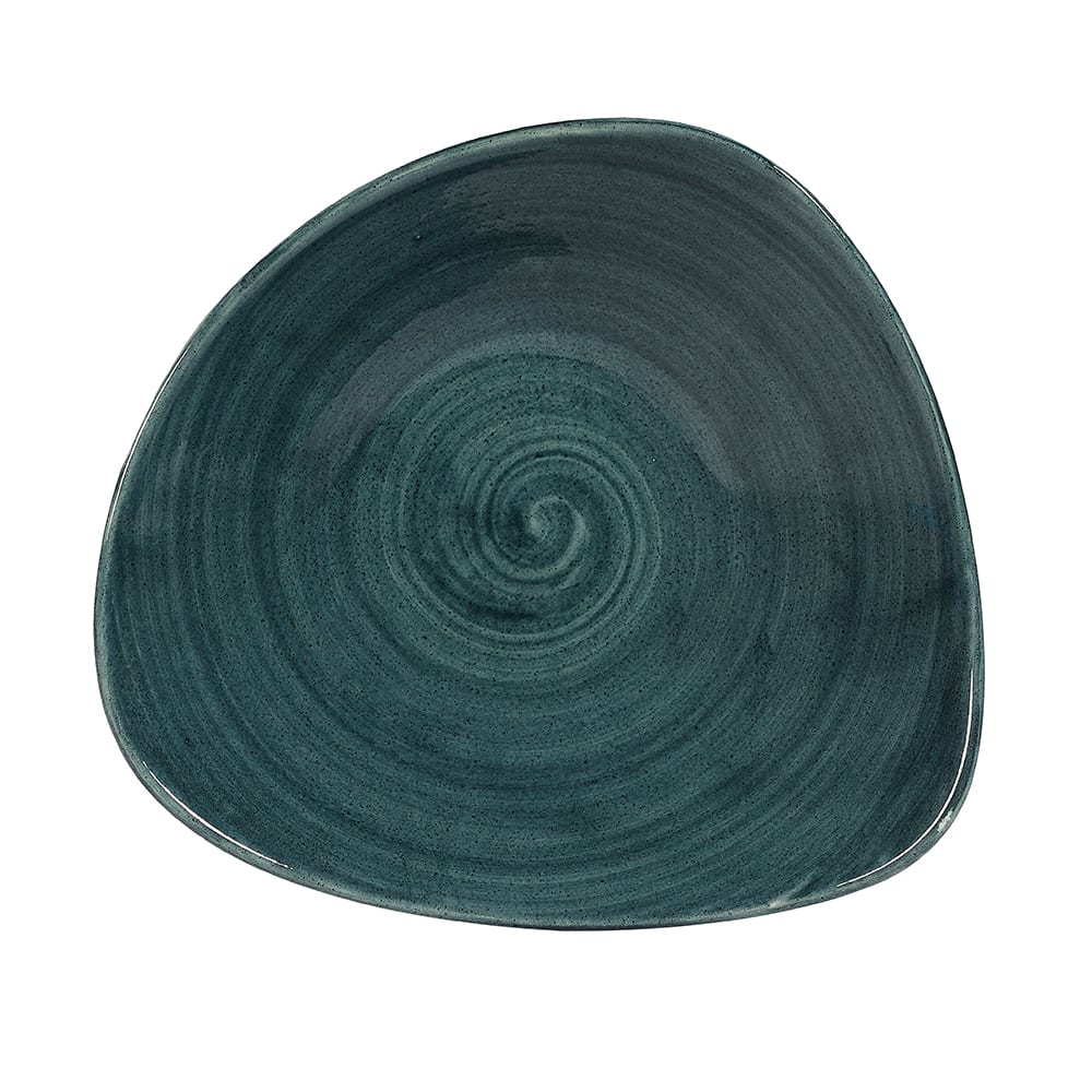 893-PATRTRB91 21 oz Triangular Patina Bowl - Ceramic, Rustic Teal