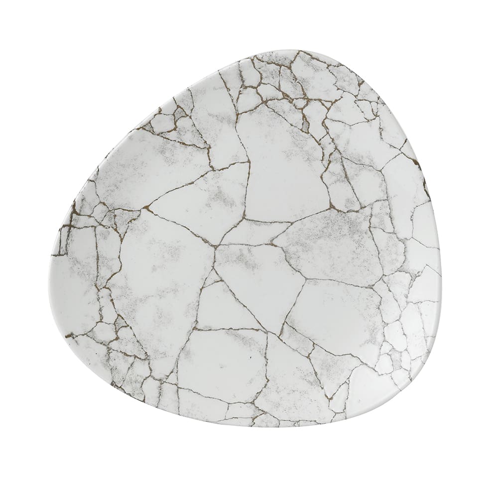 893-KTAGTR71 7 3/4" Triangular Kintsugi Plate - Ceramic, Agate Grey