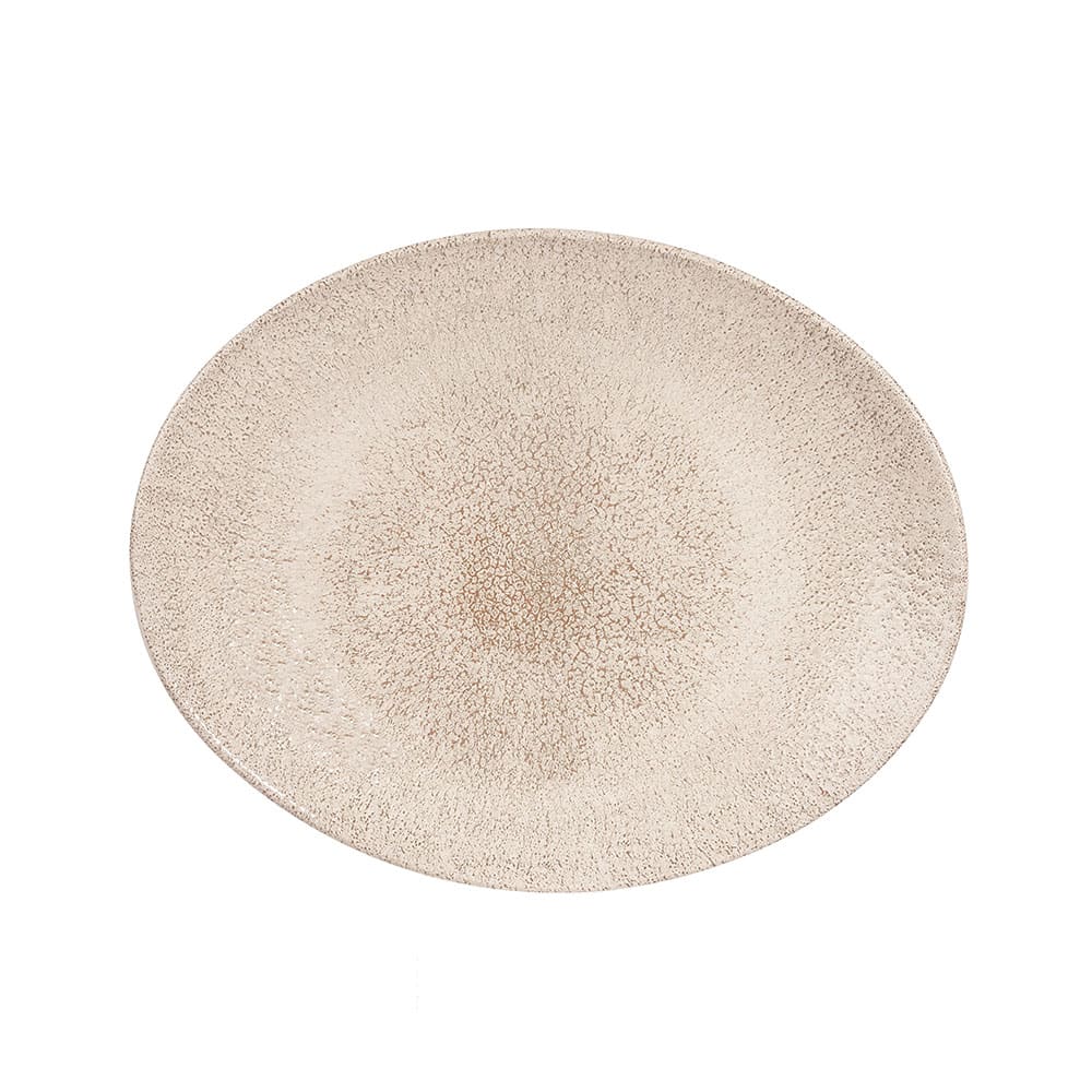 893-RKAGOP581 Oval Raku Plate - 10 5/8" x 9", Ceramic, Agate Grey