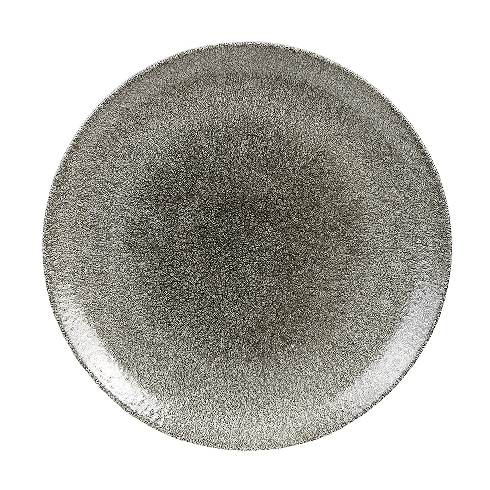 893-RKBQEVP61 6 1/2" Round Raku Plate - Ceramic, Quartz Black