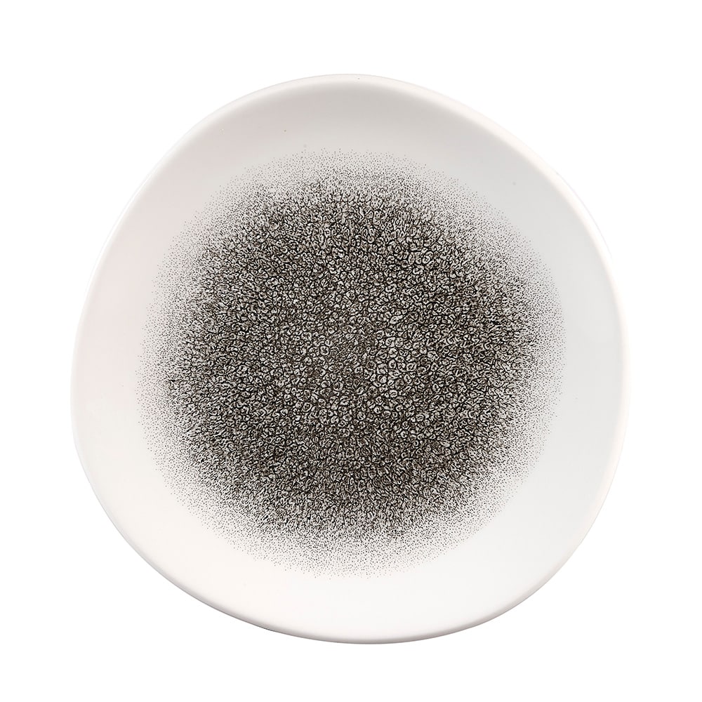893-RKBQOG81 8 1/4" Round Raku Plate - Ceramic, Quartz Black
